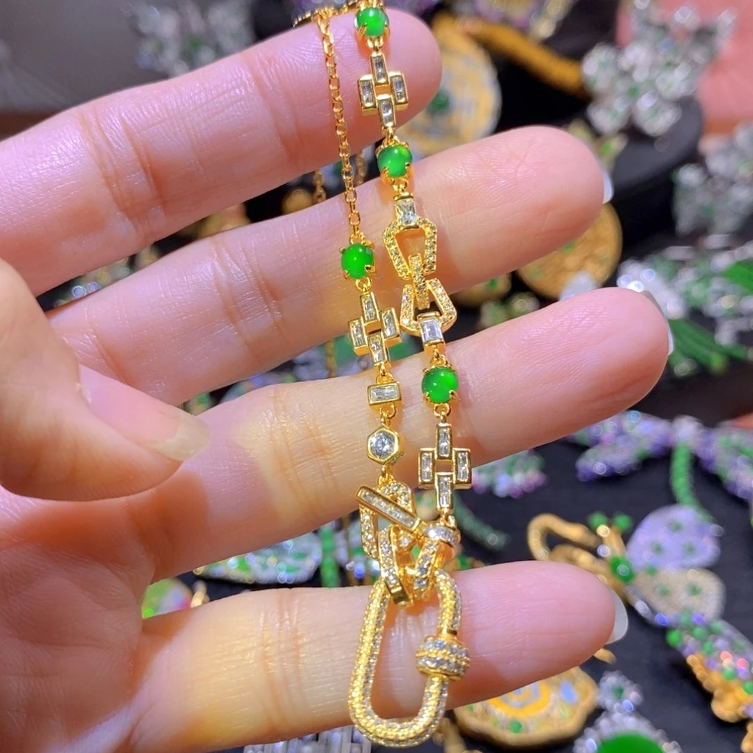 吊坠(不含链)银S925镶嵌翡翠