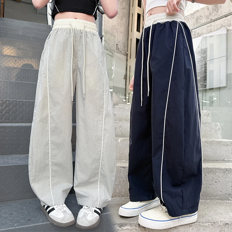 女童裤子夏季薄款速干弯刀裤2025新款韩版中大儿童女孩休闲长裤潮