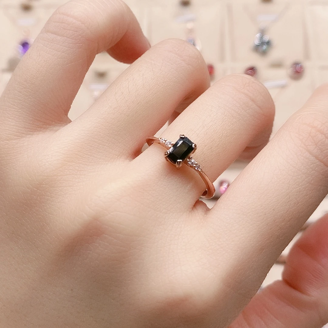 银S925镶嵌碧玺戒指戒指