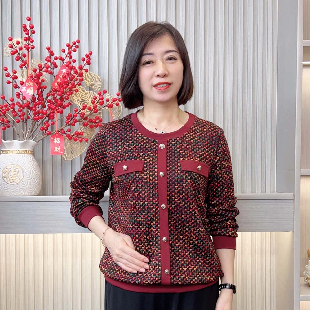 2025春款上新时尚洋气减龄宽松大码显瘦气质烫钻中老年妈妈装上衣