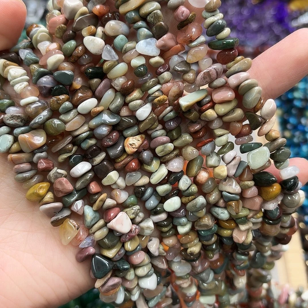 玛瑙/玉髓未镶嵌珠宝半成品阿拉善碎石一条长75-80