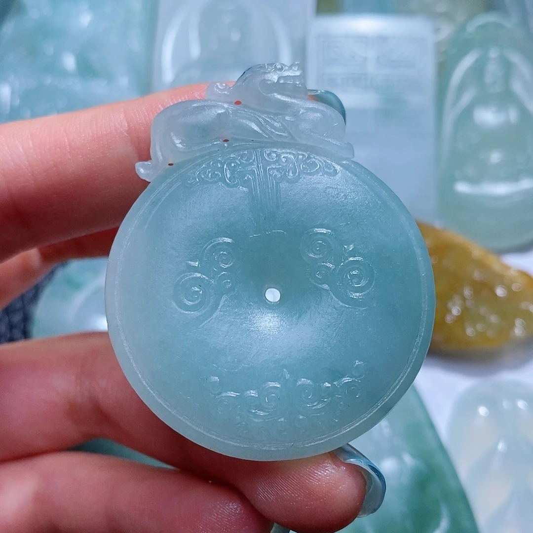 定制翡翠未镶嵌毛货付款后确认抛光