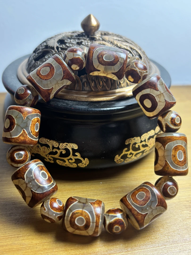 【福顺文玩】天眼手串带风化纹