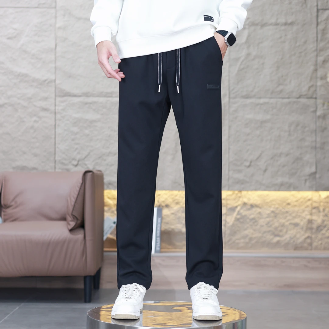 春夏男裤2025新款休闲裤卫裤百搭直筒松紧腰大码宽松平脚商务长裤