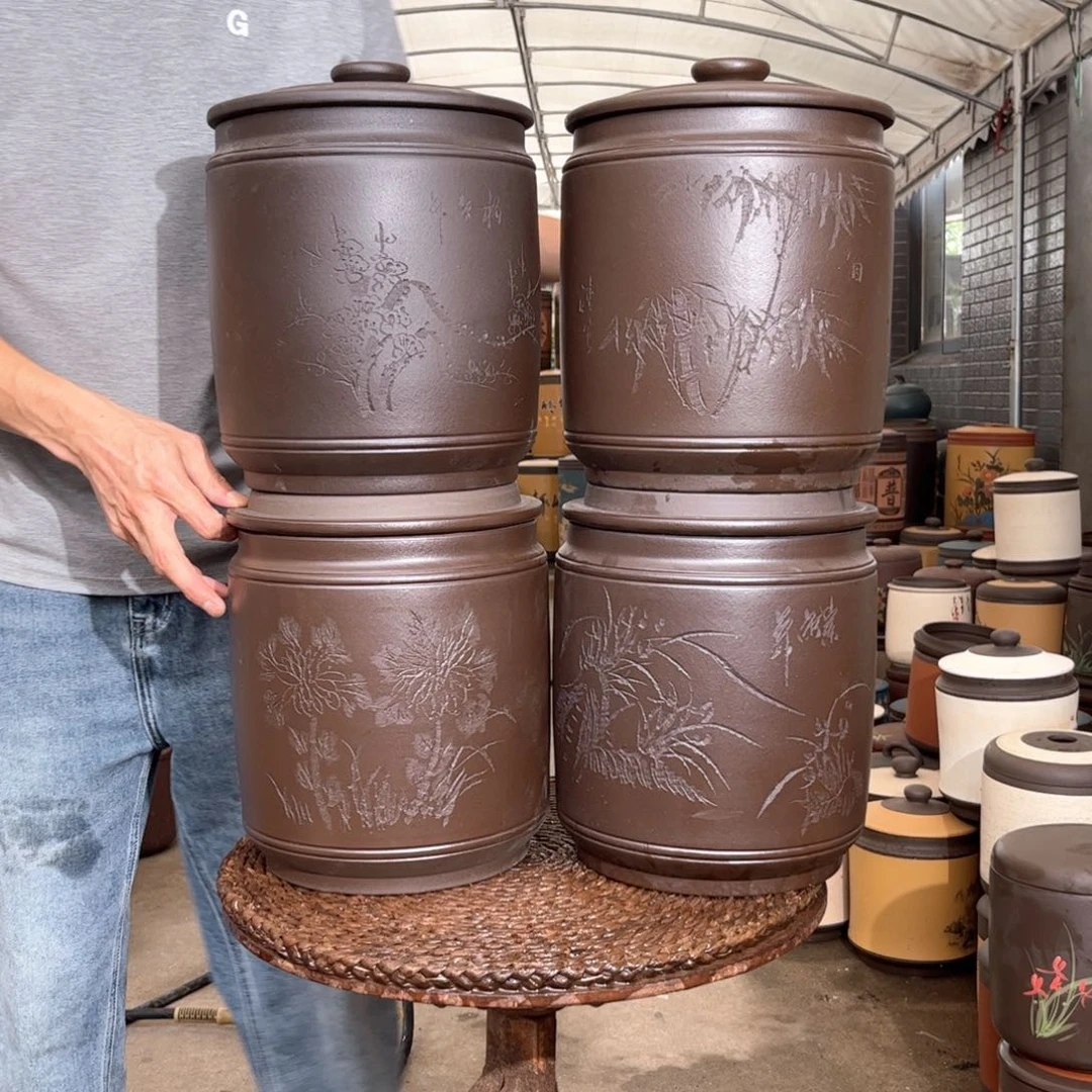 紫砂茶叶罐梅兰竹菊