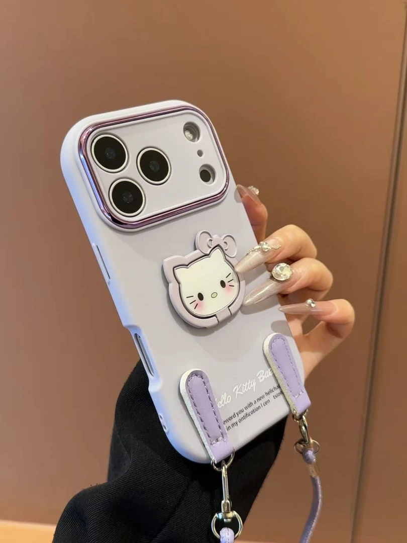 香芋紫kitty酱支架适用苹果17Promax/16PRO手机壳15/14防摔13女款