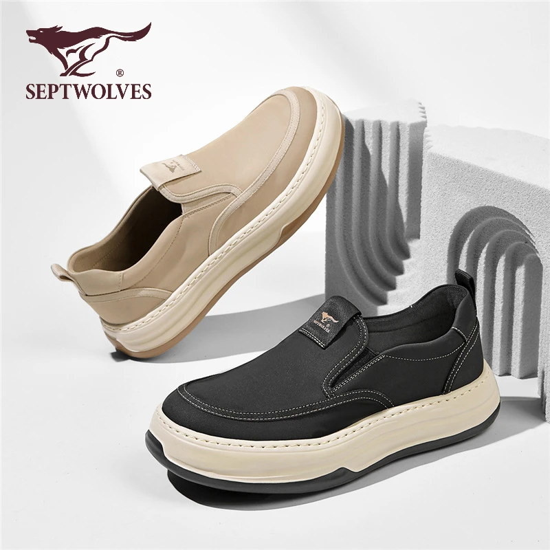 七匹狼男鞋秋季懒人一脚蹬舒适软底爸爸开车黑色布鞋男轻便休闲鞋