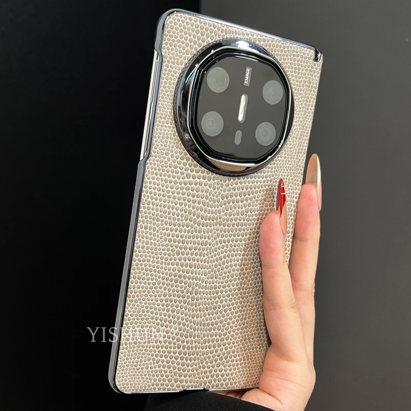 适用于华为matex6折叠屏手机壳磁吸中轴铰链后壳matex5蜥蜴皮纹新