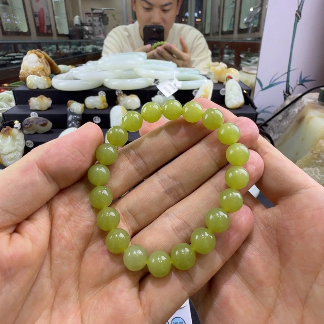 和田玉未镶嵌手串新疆和田玉黄口手串卡10