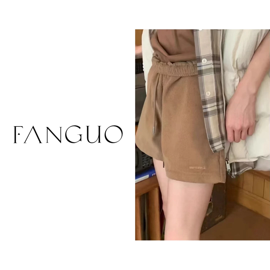 selfservice韩国东大门 早秋洋气复古灯芯绒休闲短裤女 B4330