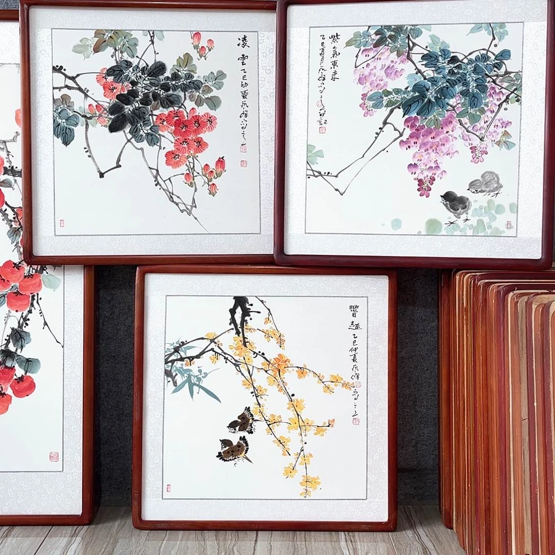 国画书画作品带框63×63