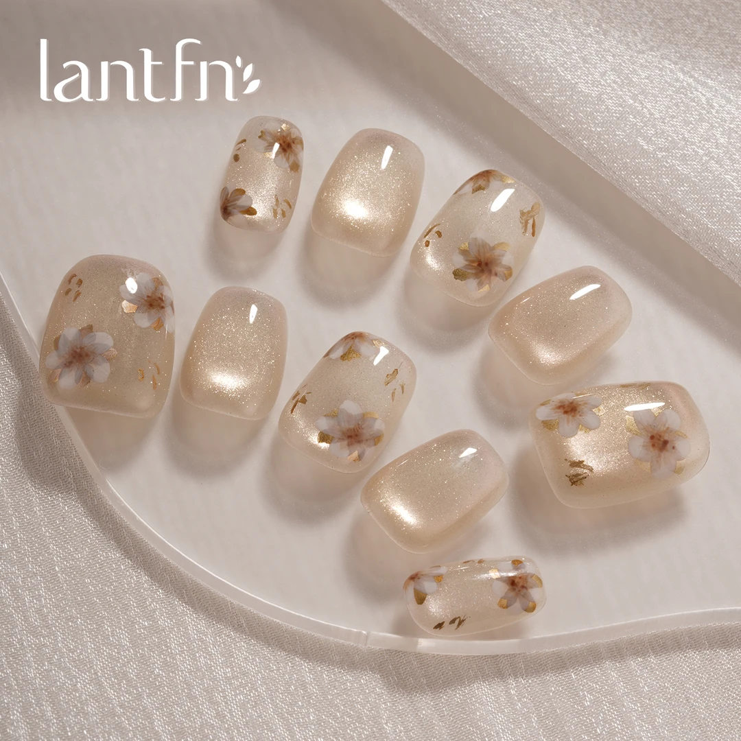 兰廷坊原创【玉露蔓华】纯手工穿戴甲2025短款高级感国风手绘猫眼甲