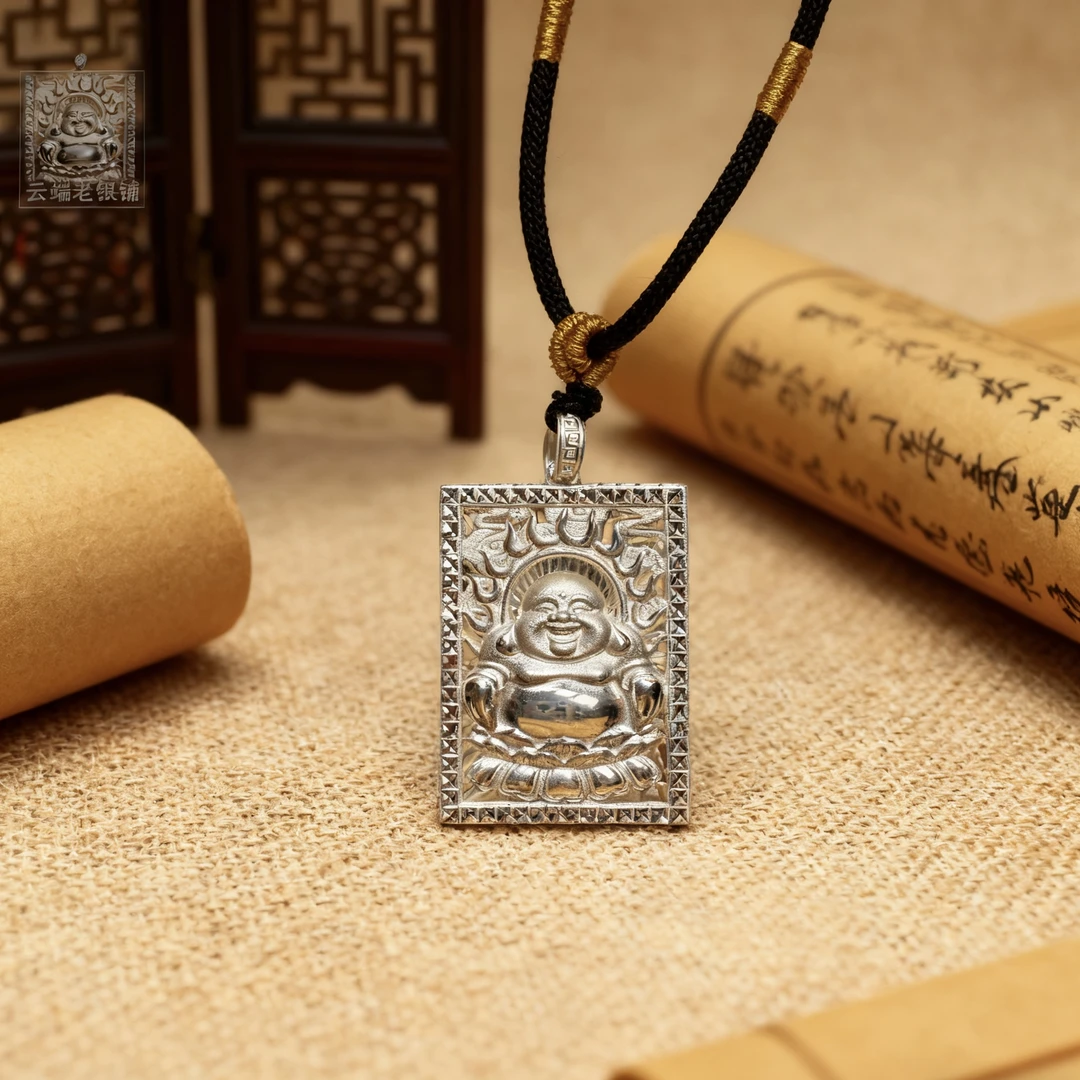 吊坠足银 【佛牌吊坠】足银999大气精致复古显白百搭男士霸气设计感