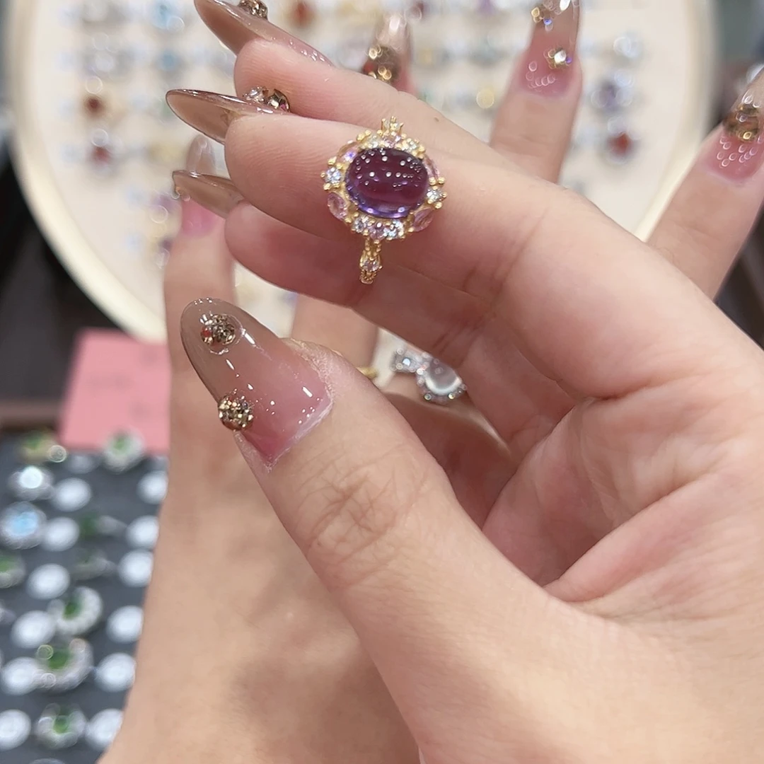 蛇纹石玉戒指银S925镶嵌彤**。