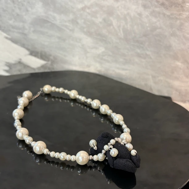 铜合金仿珍珠项链 黑小熊zz项链XL2219