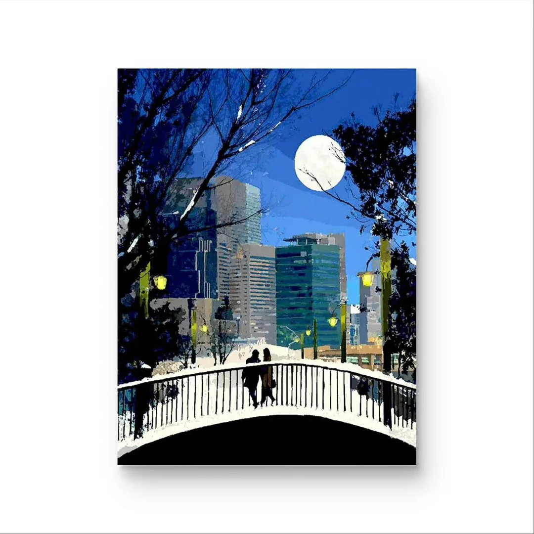 《月光下的漫步》原创手绘画/80x100cm/创意系列CY-184