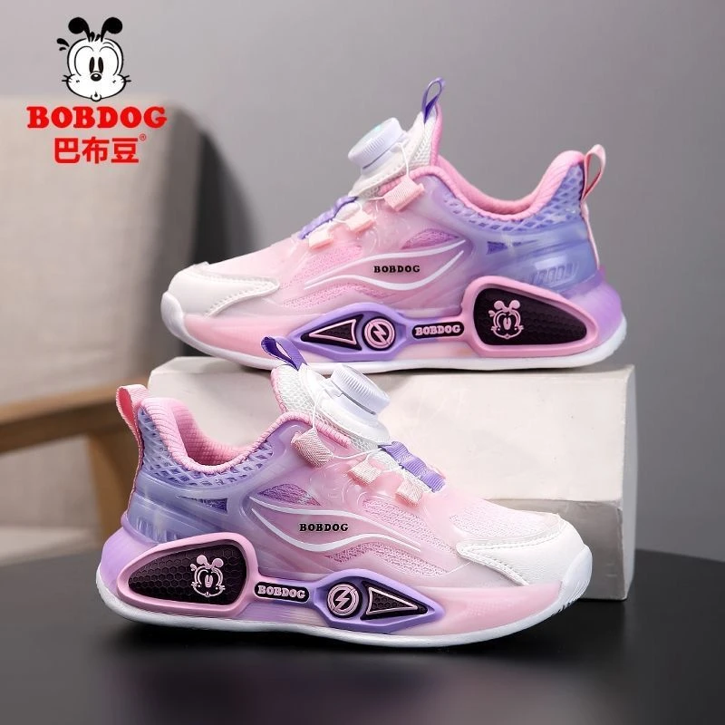 巴布豆童鞋女童运动鞋2025春夏透气网面鞋儿童防滑软底女孩跑步鞋