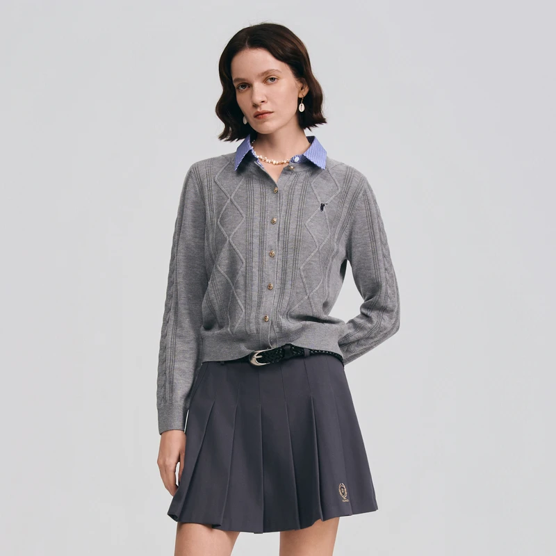 POLOWALK女装2026春季新品女式长袖针织衫简约百搭气质有型通勤