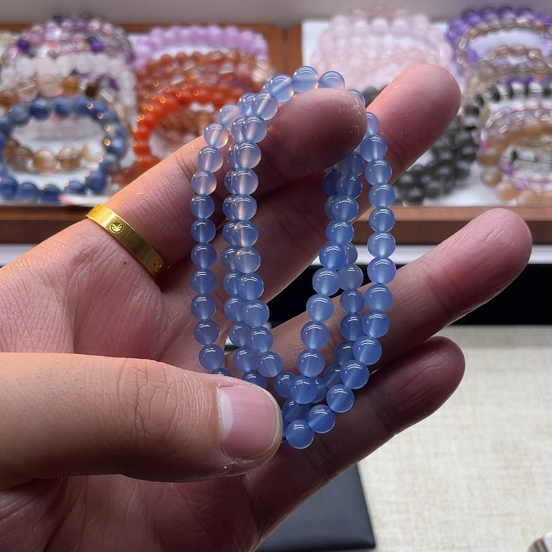 水晶手链未镶嵌蓝玛瑙多圈