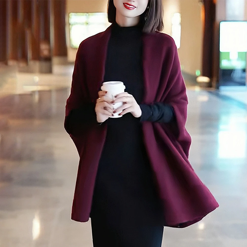 时尚披肩针织衫女士2025秋季慵懒高级感宽松减龄洋气毛衣大码上衣