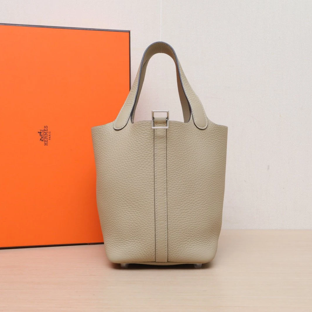 99新 Hermes/爱马仕 【双攀】 18 菜篮子 S2风衣灰 TC皮 W刻093987