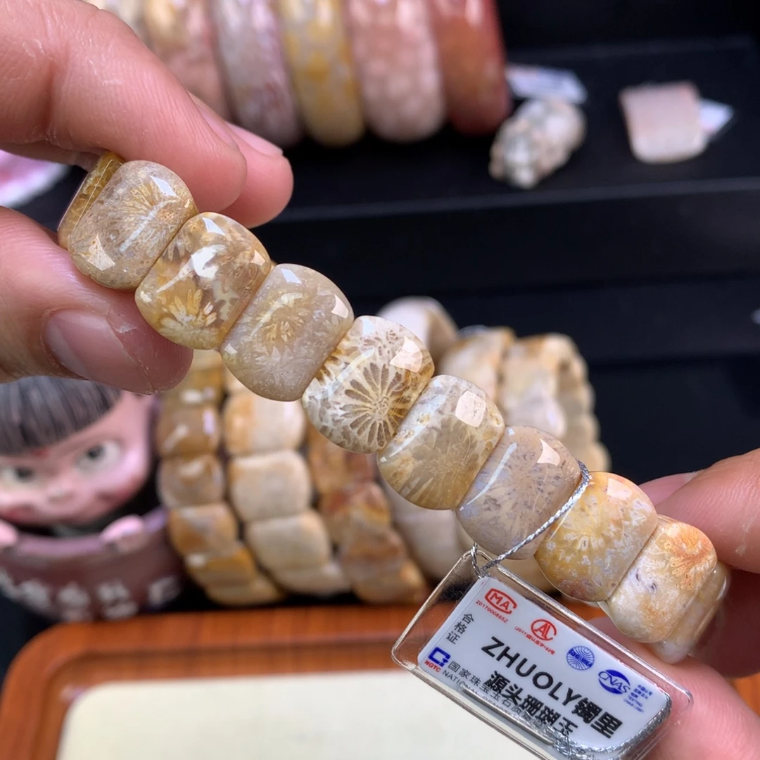 硅化珊瑚（珊瑚玉）未镶嵌颈饰16号mini版型大花花