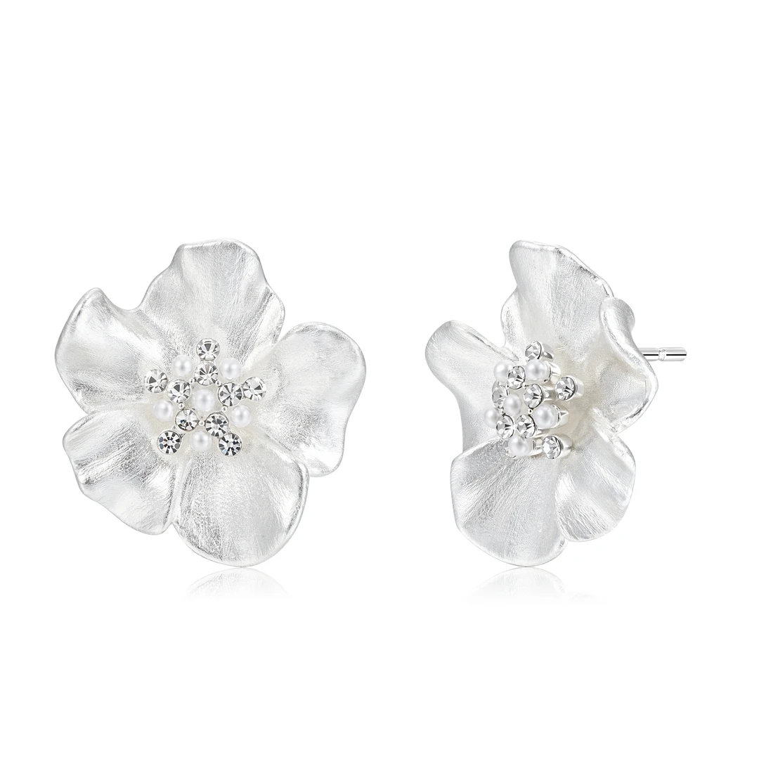 INCHEDITION 纯铜耳饰 双面滚丝百搭花朵闪闪耳环时尚气质