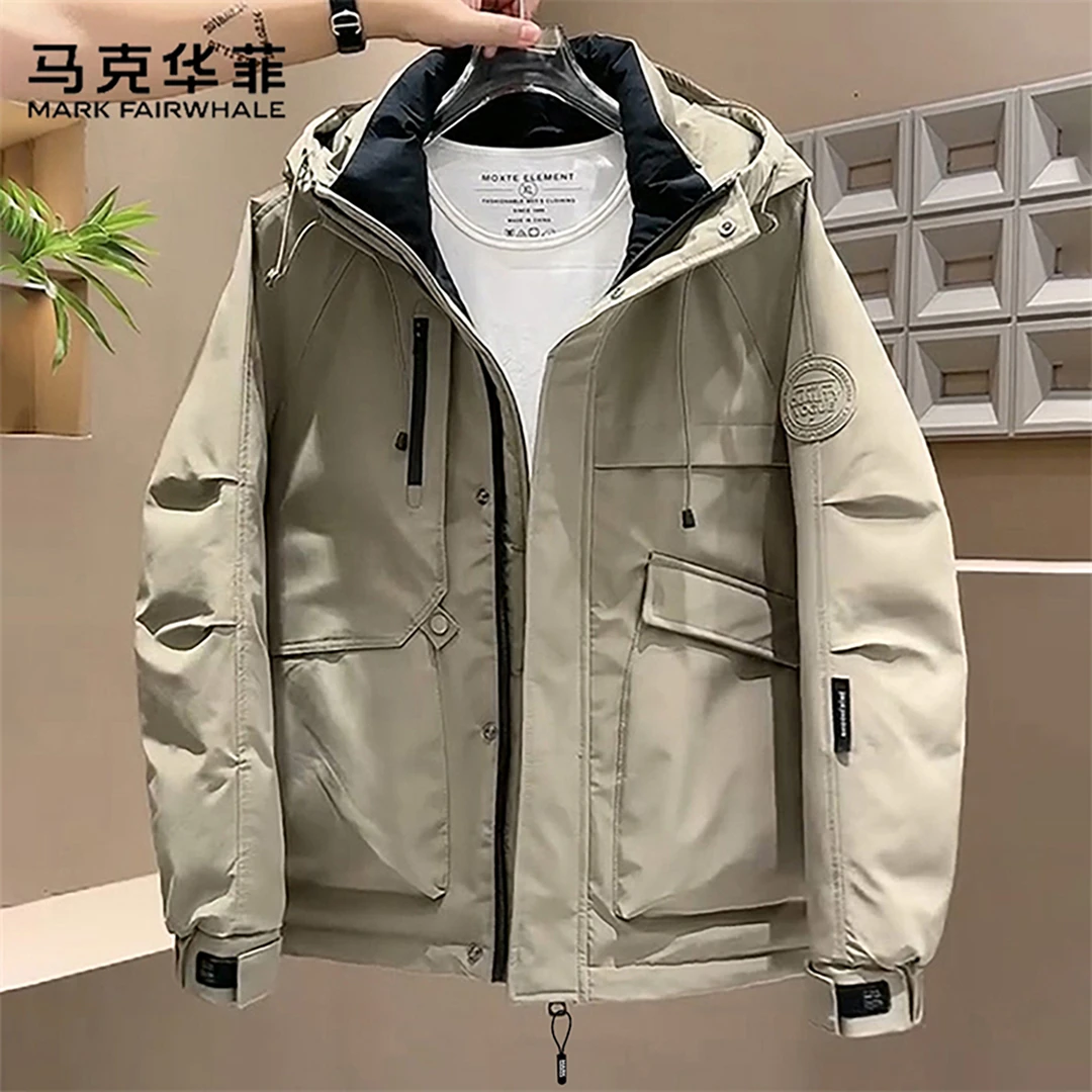 马克华菲羽绒服工装风帅气潮牌加厚宽松保暖连帽防寒服男休闲外套