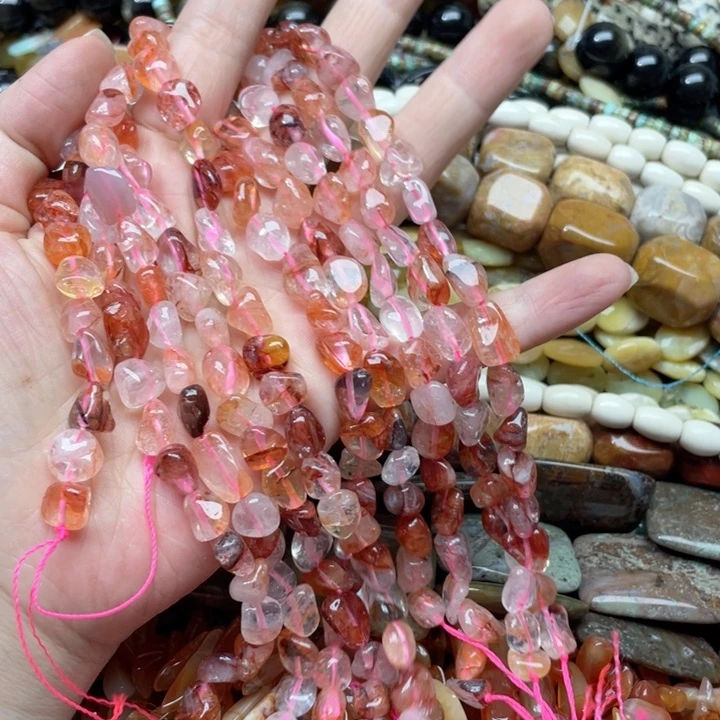 玛瑙/玉髓合金珠宝半成品一条红椒花糖豆