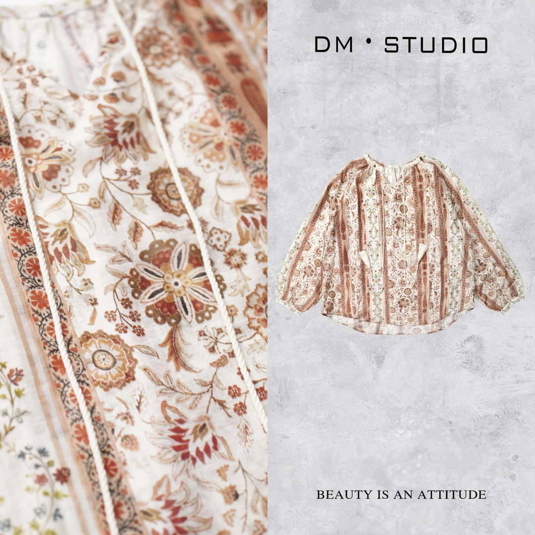 DM•STUDIO/精致复古慵懒波西米亚风抽绳上衣2505CS/MM20251656