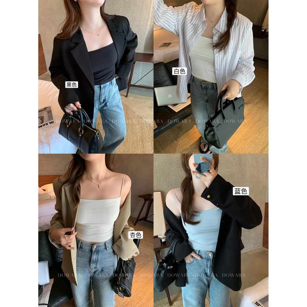 现货大婉酱微胖定制百搭多色吊带背心春季内搭单穿显瘦上衣 7921D