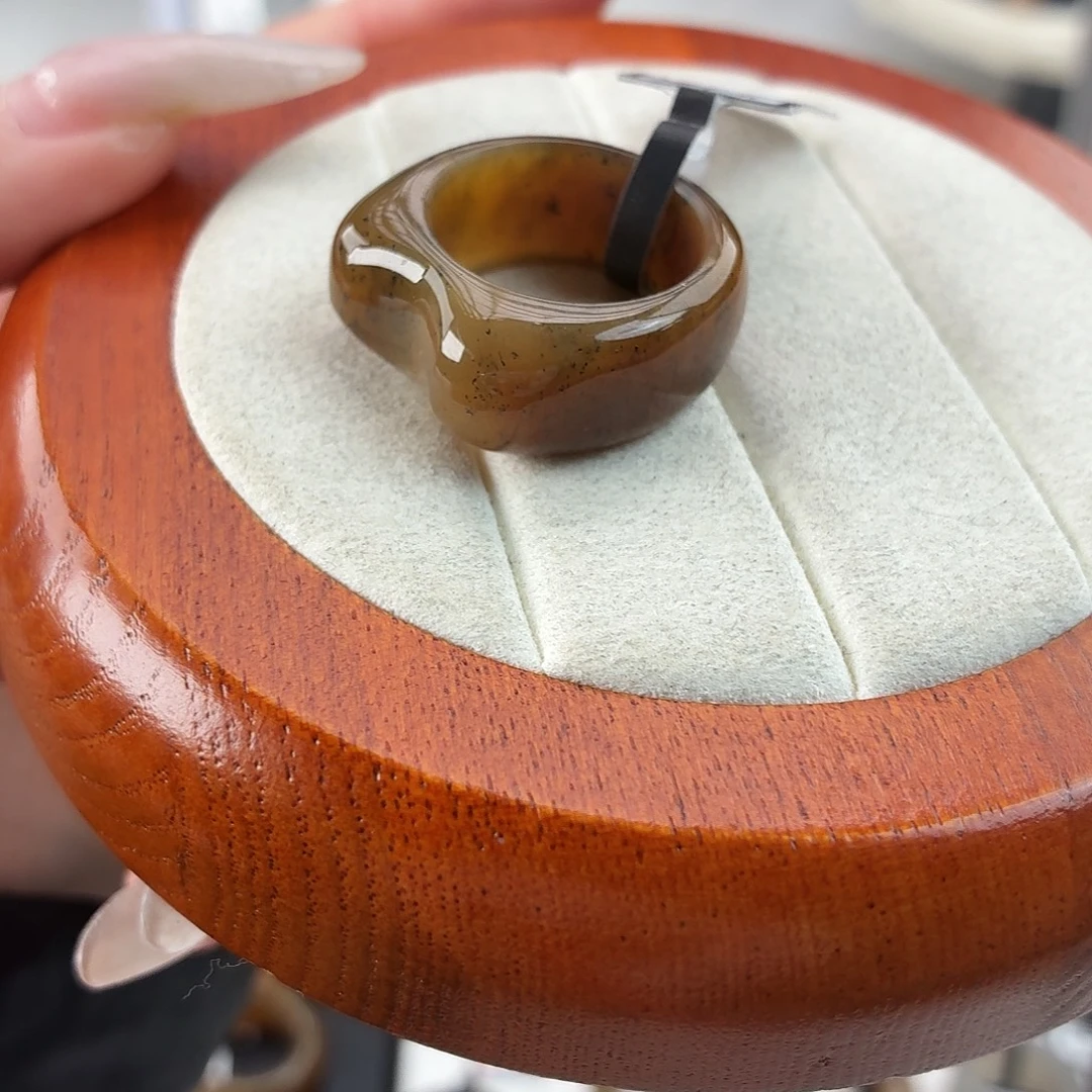 和田玉未镶嵌戒指r36糖青花猫耳18.1