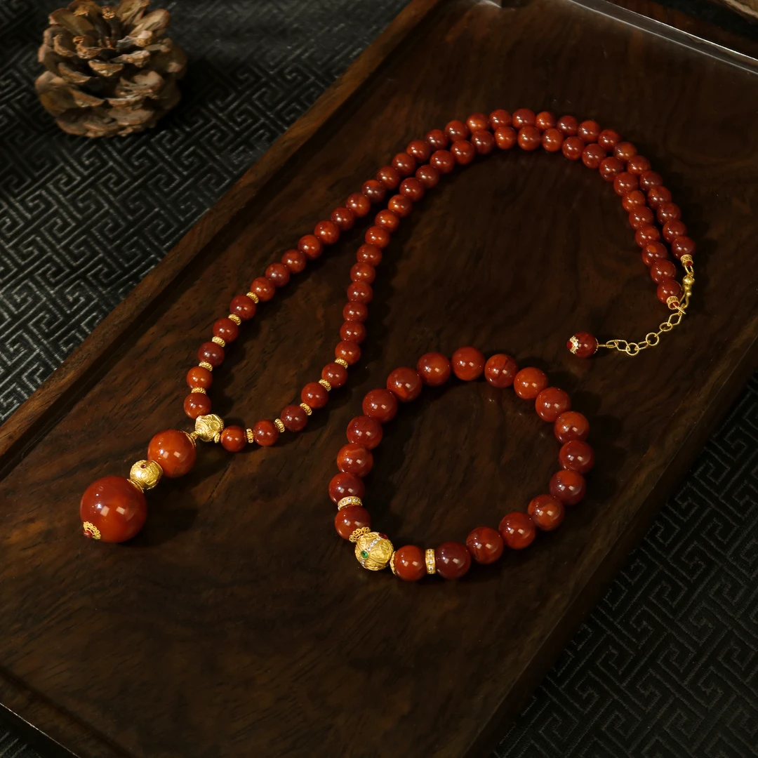 凰一品 莫洛-冰底妖花火焰纹福禄项链套装18k