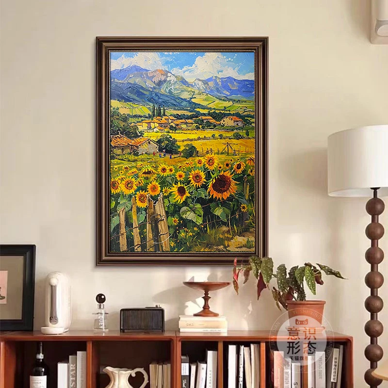 A88【梵高麦田里】油画风景花卉解压客厅背景墙装饰画
