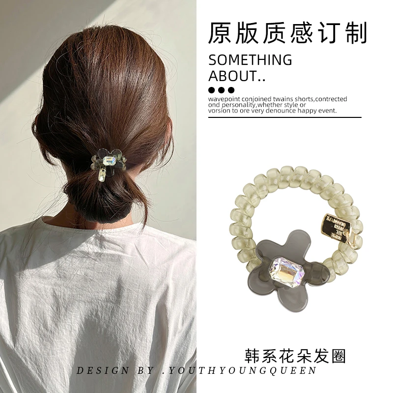 高弹力耐用醋酸花朵电话线发圈2025新款扎马尾丸子头不伤发橡皮筋