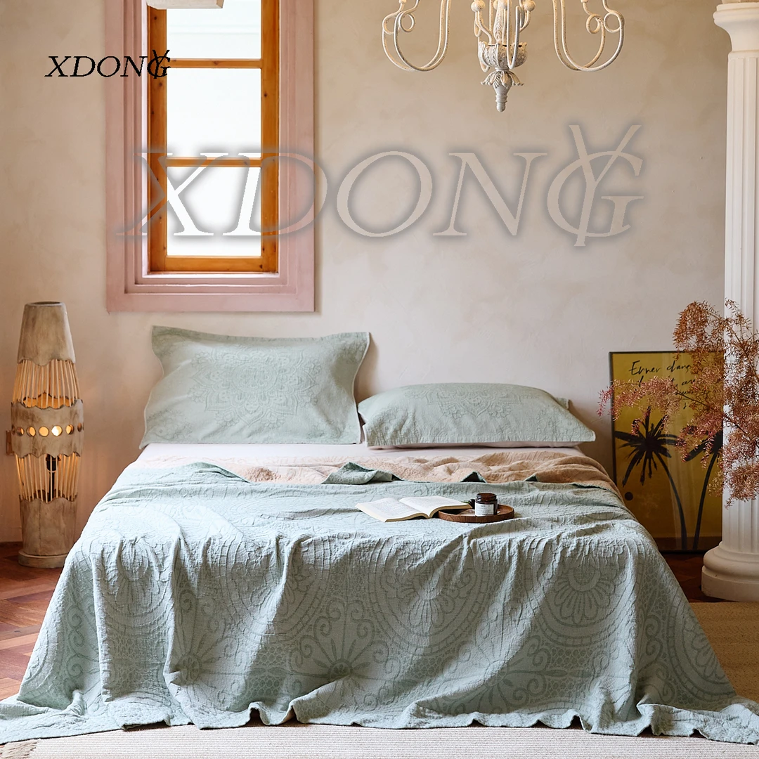 XDONGY（冬云家纺）230*250法国皇室定制 智圆行方绿  床盖毯