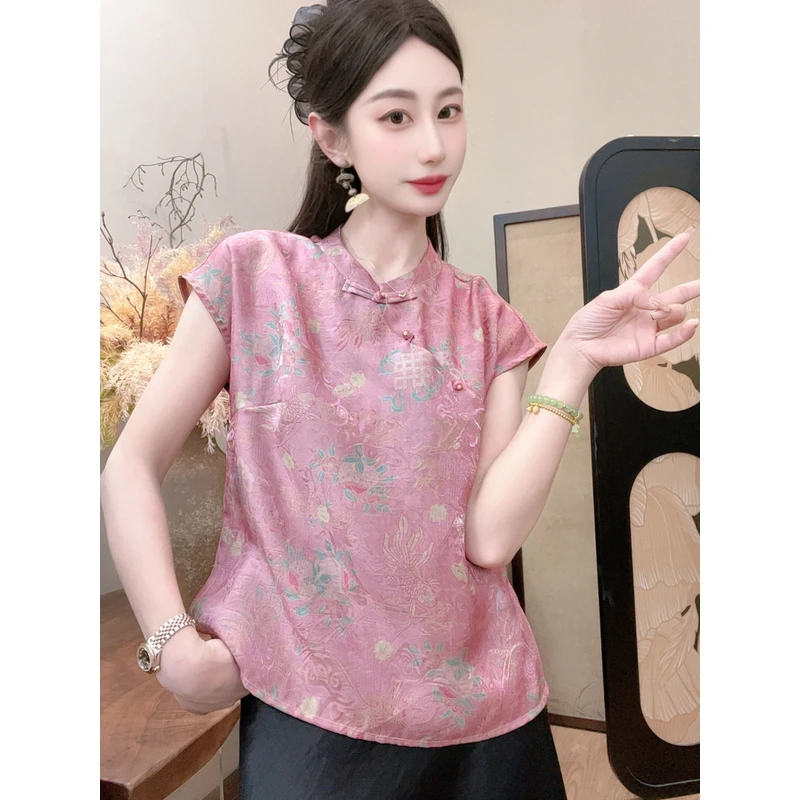 【紫霞仙子】2025夏季新款无袖百搭显瘦新中式短袖女日常时尚