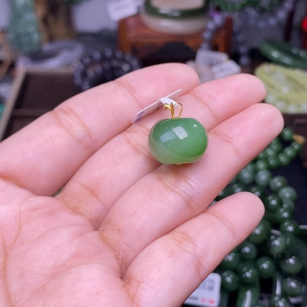 和田玉碧玉猫眼冰底金镶苹果未镶嵌