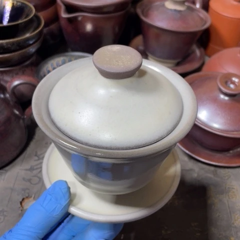 茶盏太****赵建阳建盏微瑕盖碗