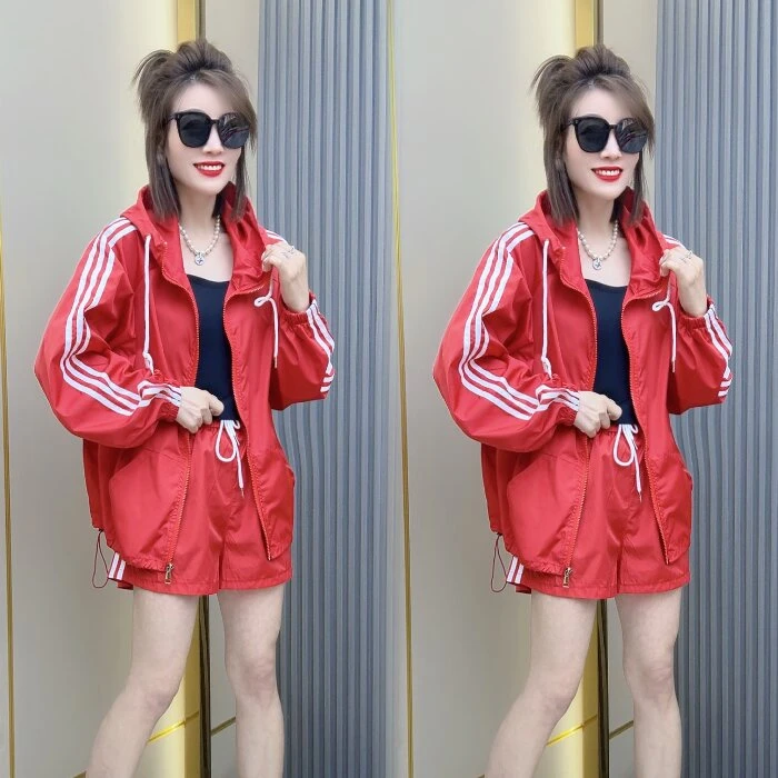 5252#休闲防晒外套短裤两件套