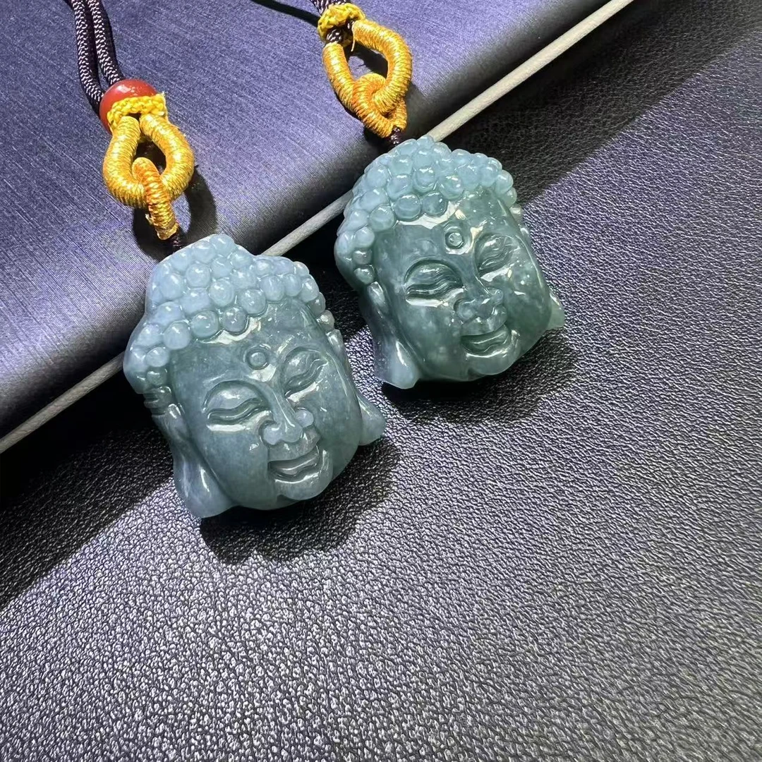 面面来财珠宝A5339-A货翡翠佛头吊坠-配绳-多样性只发一件