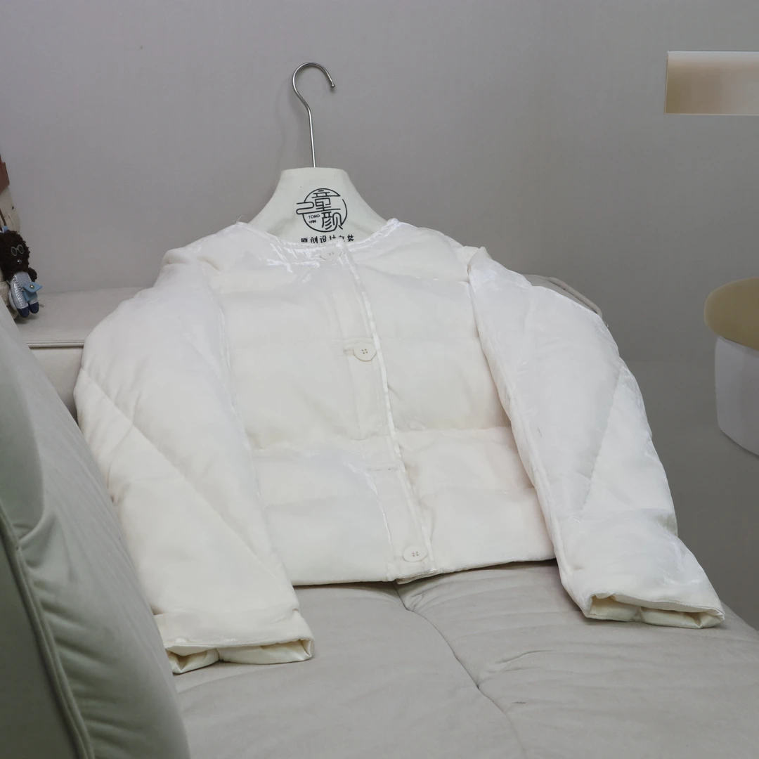 【13153】高品质原创设计米白百搭圆领羽绒服星