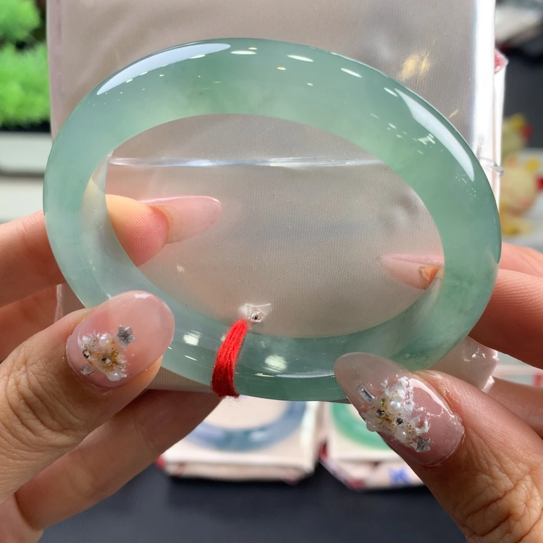 翡翠未镶嵌手镯26号54.2贵妃湖水绿