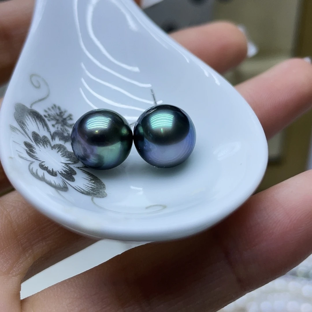 银S925镶嵌海水珍珠耳饰