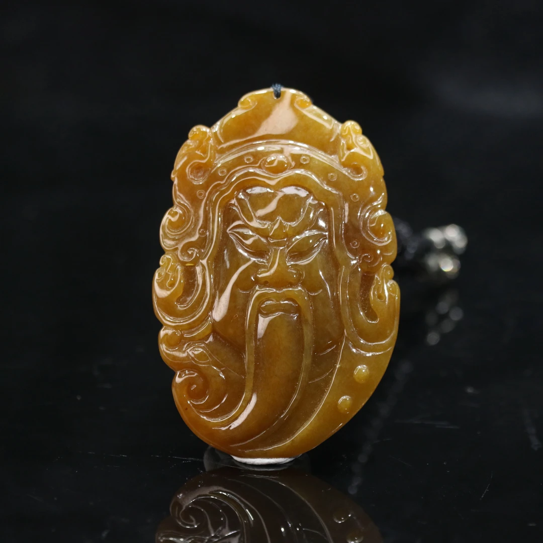 lot69天然A货翡翠黄翡关公吊坠/300546厦门保利拍卖