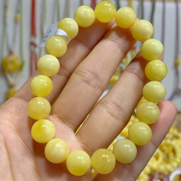 蜜蜡未镶嵌手链特价瑕疵10mm