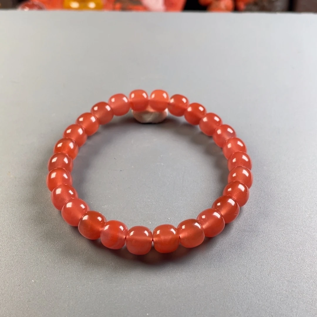 南红玛瑙未镶嵌保山天然原矿杨柳粉红老型手串