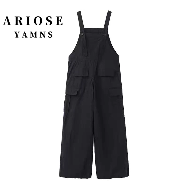 艾诺丝商场同款宽松连体裤直筒裤子背带夏季长裤工装裤中腰裙裤