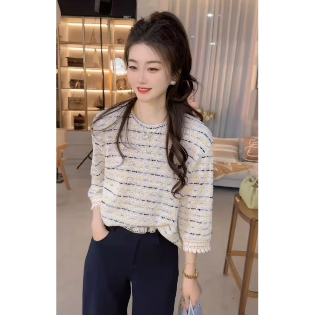 『条纹休闲Y』设计显瘦百搭时尚T恤97700