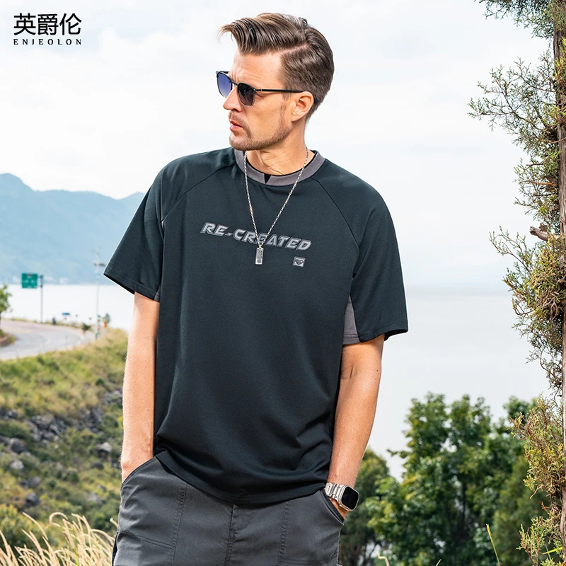 吸湿速干+7A抗菌短袖T恤男夏季美式拼色户外多功能半袖上衣T9514